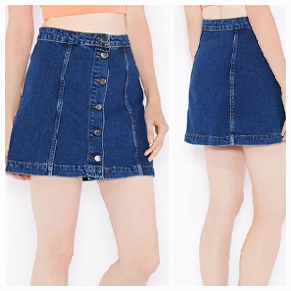 Topshop Moto Button Down Denim Skirt